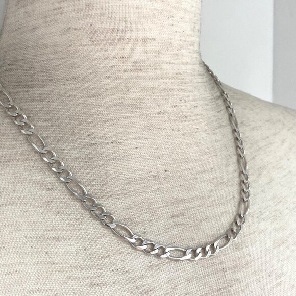 Italian Unisex Sterling Silver 925 5.5mm Figaro Chain Necklace 18" - Picture 12 of 16